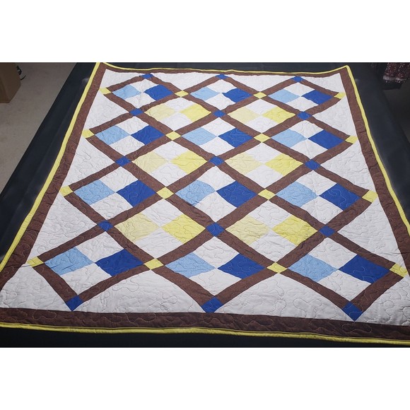 All Squared Up Quilt Full Size Handmade 51.5 x 67.5 - Picture 1 of 6